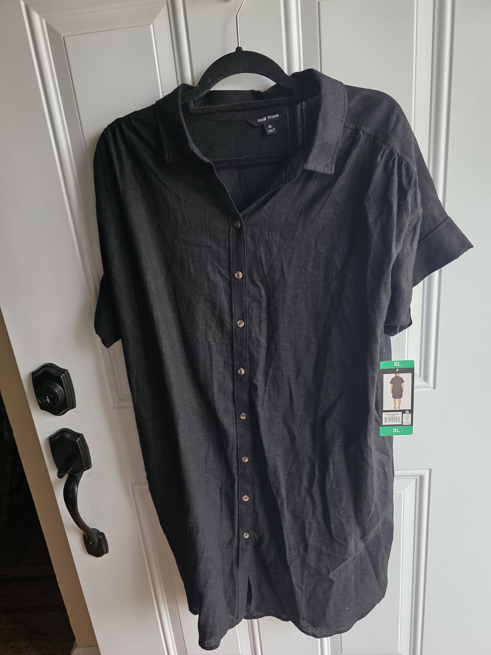 Well Worn Black Short-Sleeve Button-Front Shirt